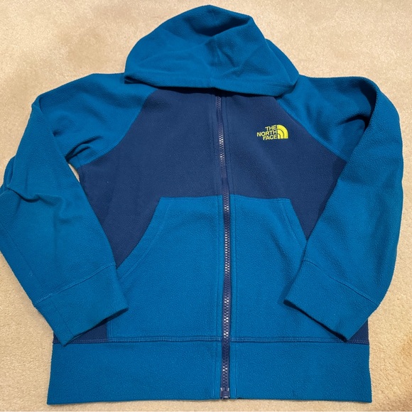 The north face fleece hoodie, kids, 7/8, blue - Picture 1 of 3